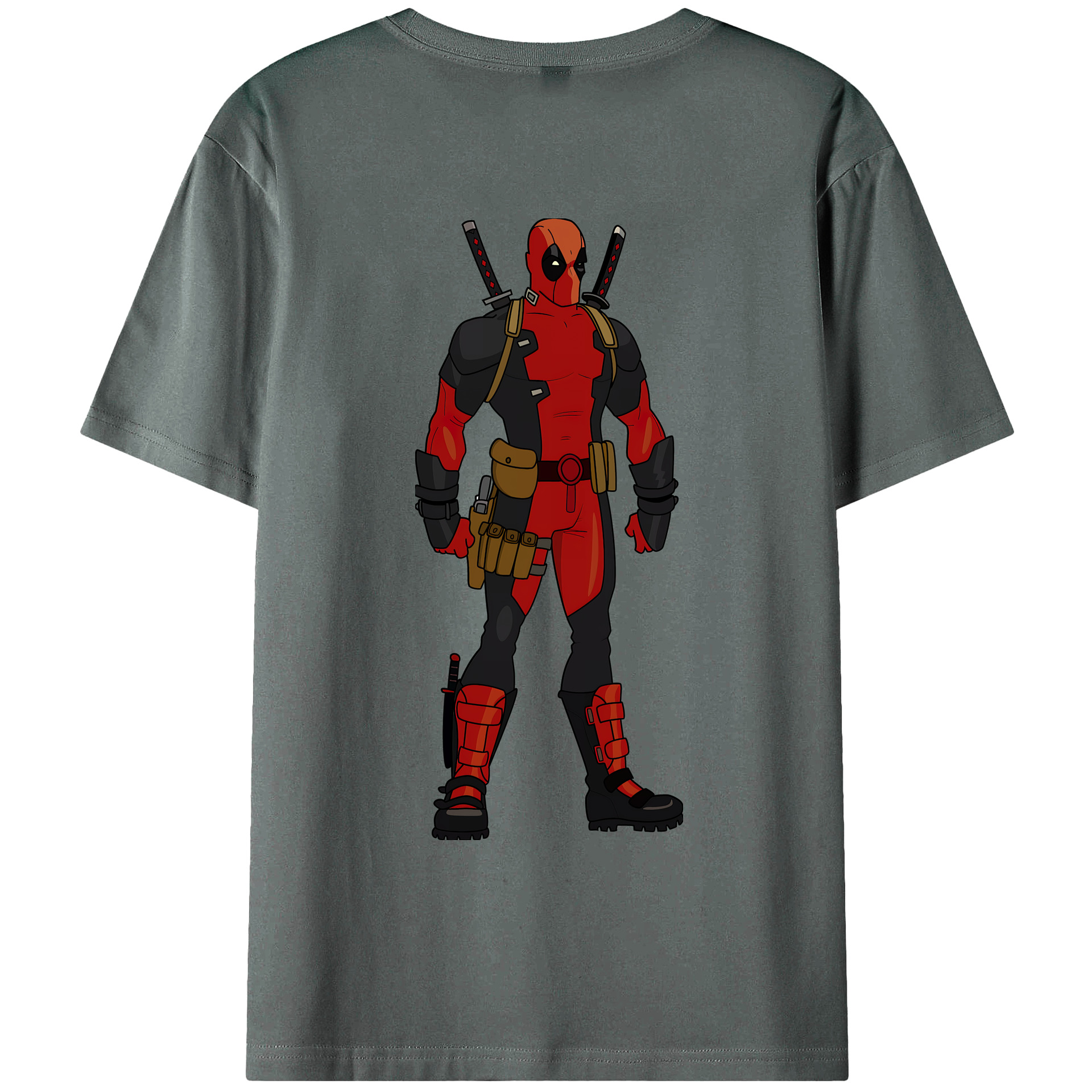 （画像用） Deadpool デッドプール 綿100％ メンズ半袖Tシャツ（バックプリント） 通気性